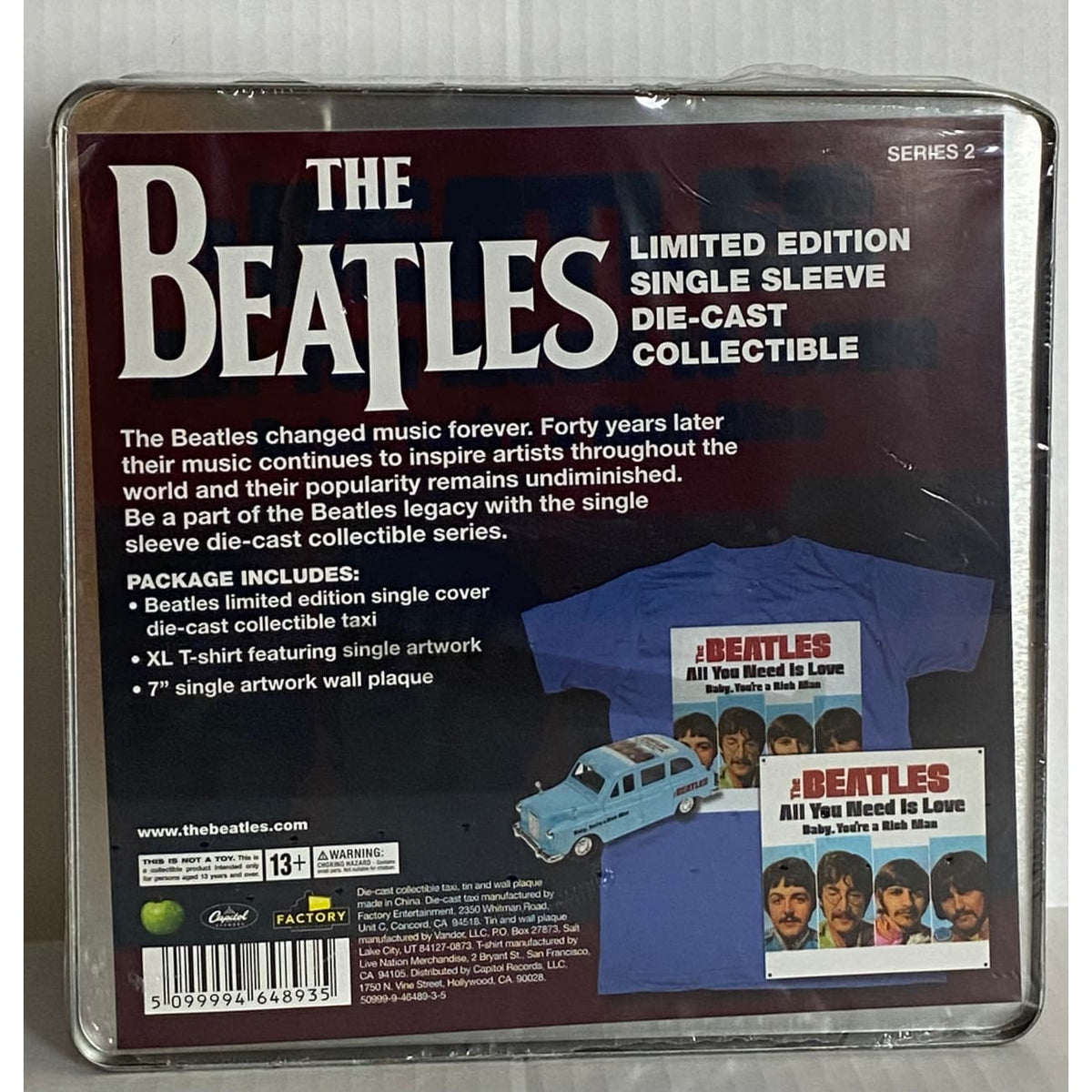 Beatles Single Sleeve Taxi w/ T-Shirt Plaque - All You Need Is Love NIB