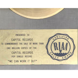 Beatles We Can Work It Out White Matte RIAA Gold 45 Award - RARE