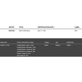 Boston Don’t Look Back RIAA 4x Multi-Platinum Album Award