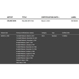 Celine Dion Falling Into You RIAA 10x Platinum Award - Record Award