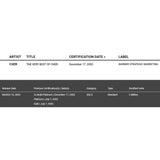 Cher Very Best Of RIAA 2x Multi-Platinum Album Award - Record Award