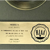 Chic Le Freak RIAA Gold 45 Single Award