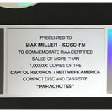 Coldplay Parachutes RIAA Platinum Album Award - Record Award