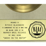 Deep Purple Smoke On The Water White Matte RIAA Gold 45 Award presented to Ritchie Blackmore - RARE - Record Award