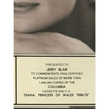 Diana Princess of Wales: Tribute RIAA Platinum Album Award - Record Award