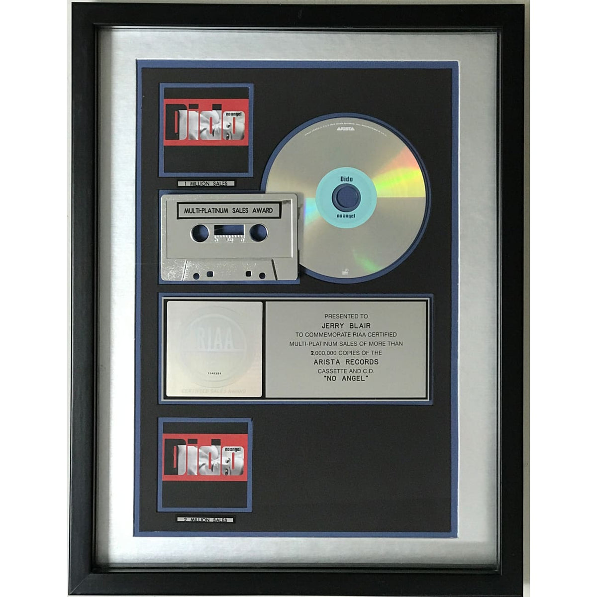 musicgoldmine.com - Dido No Angel RIAA 2x Platinum Album Award