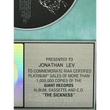 Disturbed The Sickness RIAA Platinum Album Award - Record Award