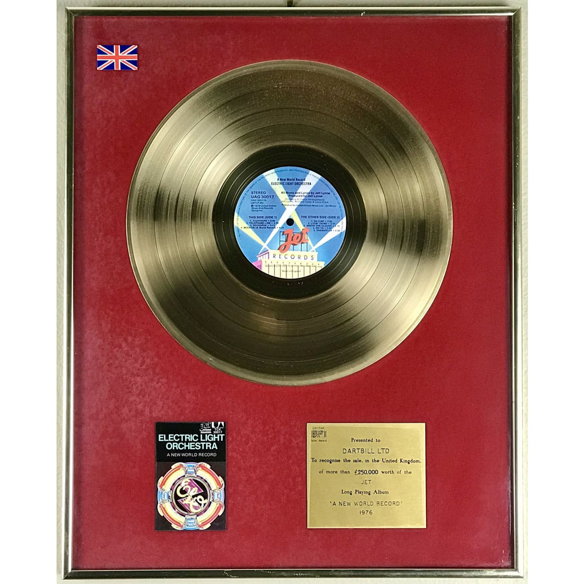【複数購入送料値引】Yellow Productions–LP musicgoldmine.com - ELO A New World Record BPI Gold LP Award