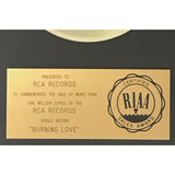 Elvis Presley Burning Love RIAA Gold 45 Single Award - Record Award