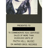 Faith Hill RIAA 10x Multi-Platinum Combo Album Award - Record Award