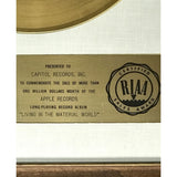 George Harrison Living In The Material World White Matte RIAA Gold LP Award to Capitol Records - RARE