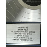 Guns N’ Roses Appetite For Destruction RIAA 13x Multi-Platinum Award presented to Steven Adler - RARE - Record Award