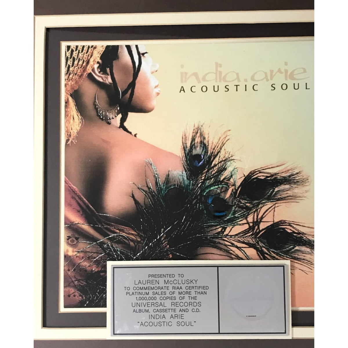 India Arie Acoustic Soul RIAA Platinum Album Award