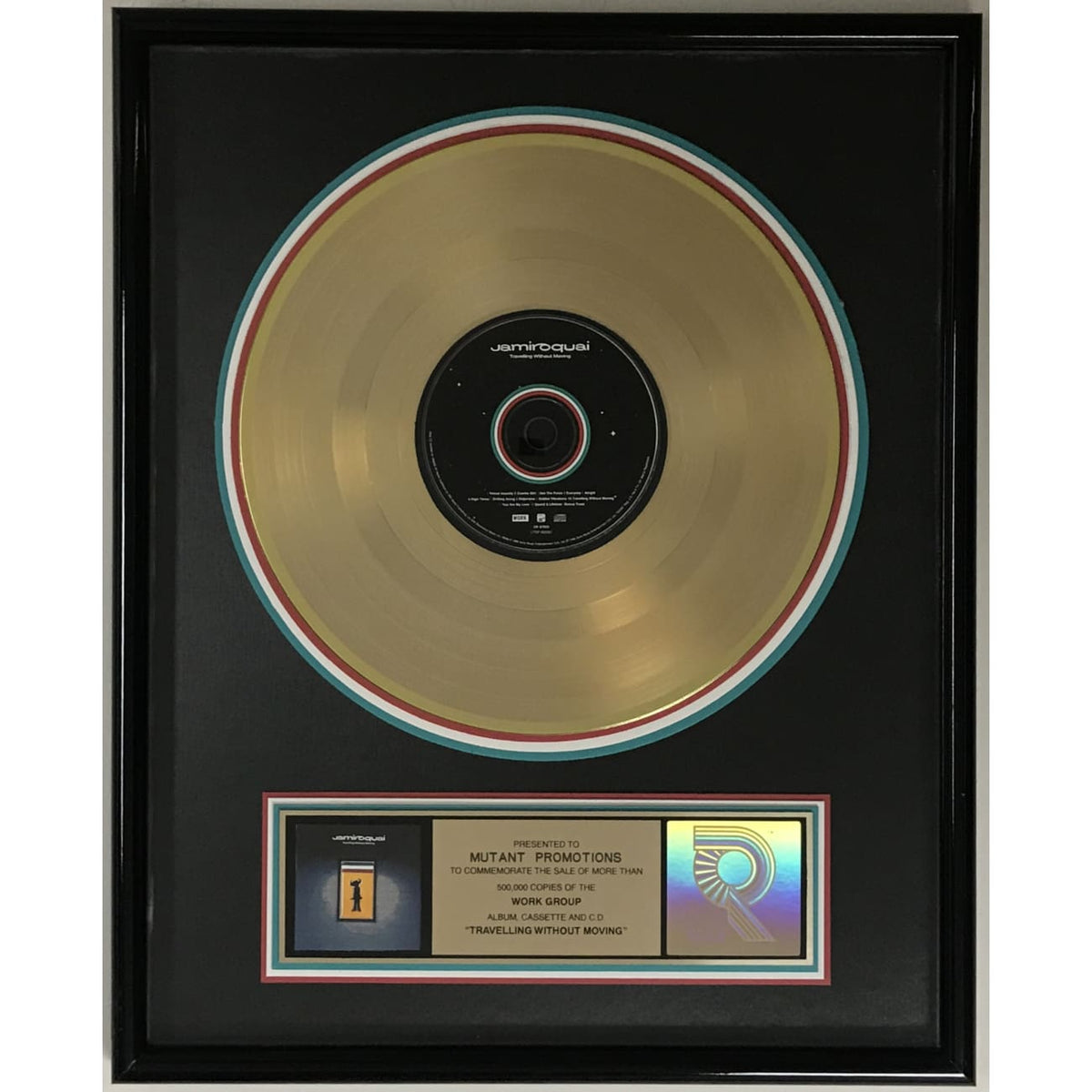 Jamiroquai Travelling Without Moving RIAA Gold Album Award