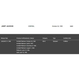 Janet Jackson Control RIAA Platinum LP Award - Record Award