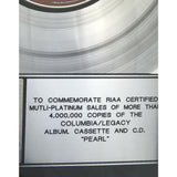 Janis Joplin Pearl RIAA 4x Platinum Award - RARE