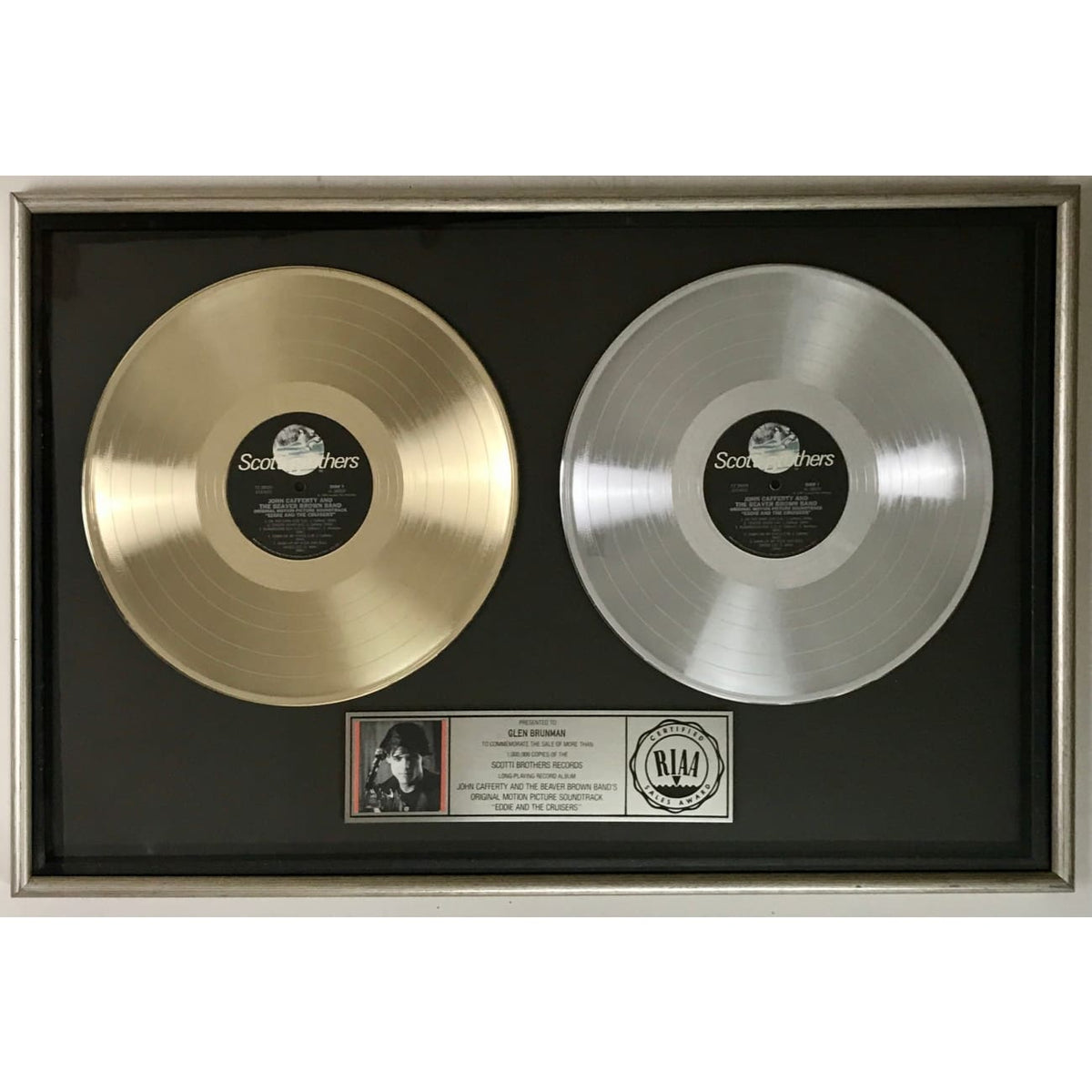 John Cafferty Eddie and the Cruisers RIAA Gold & Platinum award