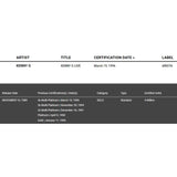Kenny G Live RIAA Platinum Album Award - Record Award