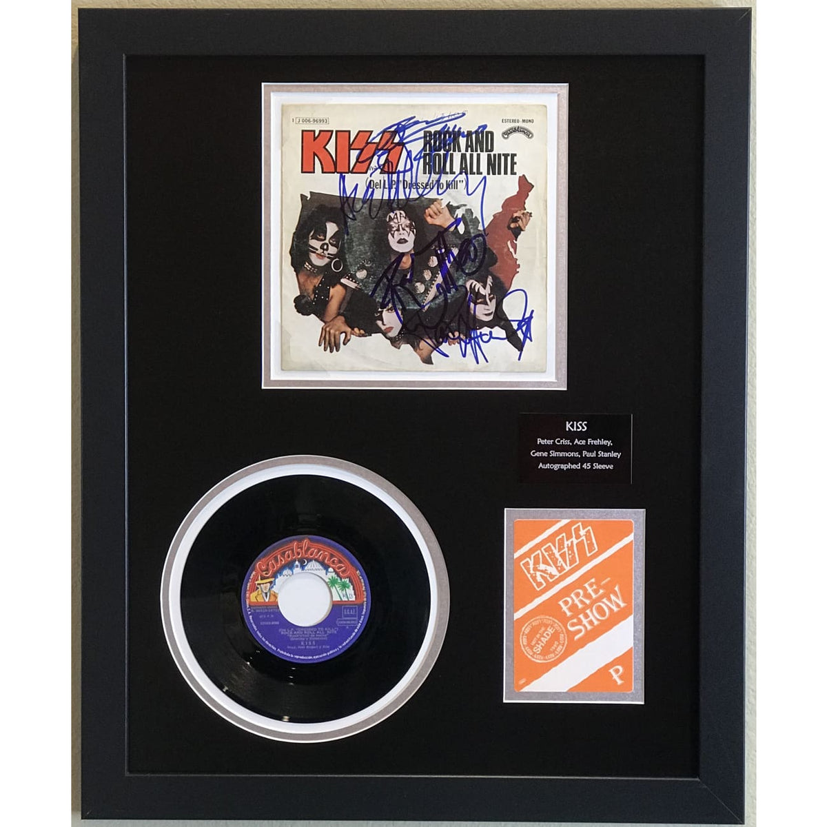 KISS サイン入りCD KISS 45 Sleeve Autographed By Original Members w/Epperson LOA