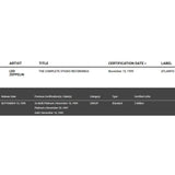 Led Zeppelin Complete Studio Recordings RIAA Gold Award