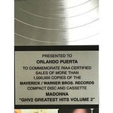 Madonna GH V2 RIAA Platinum Album Award - Record Award