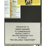Mariah Carey We Belong Together 2005 Charts Label Award - Record Award