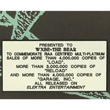 Metallica Load Reload & Garage Inc Combo RIAA Multi-Platinum Award - Record Award