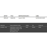 Metallica Load Reload & Garage Inc Combo RIAA Multi-Platinum Award - Record Award