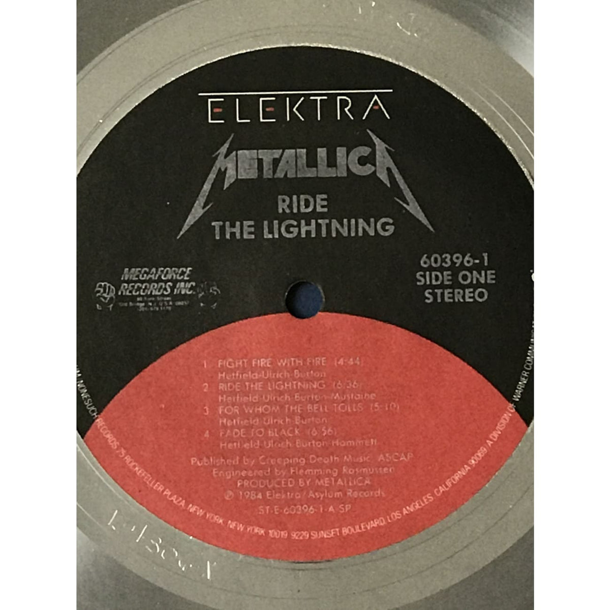Metallica Ride The Lightning RIAA Platinum Album Award