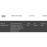 Michael Bolton Timeless (The Classics) RIAA 4x Multi-Platinum Album Award