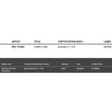 Neil Young Comes A Time RIAA Platinum Album Award - Record Award