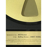 Rolling Stones 1986 Ampex Golden Reel Award for Dirty Work presented to Bill Wyman - RARE - Record Award