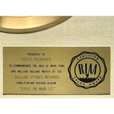 Rolling Stones Exile On Main St. White Matte RIAA Gold LP Award presented to Keith Richards - RARE - Record Award