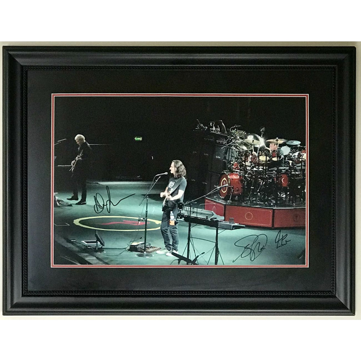 Rush Framed Photo Signed by Geddy Lee, Alex Lifeson, Neil Peart w