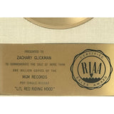 Sam the Sham and The Pharaohs Li’l Red Riding Hood White Matte RIAA Gold 45 Award - RARE - Record Award