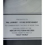 Scorpions Crazy World RIAA 2x Platinum Album Award