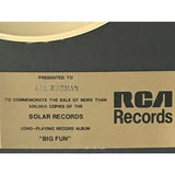 Shalamar Big Fun RCA label LP award - Record Award