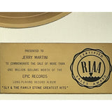 Sly & The Family Stone’s Greatest White Matte RIAA Gold LP Award to sax player Jerry Martini - RARE - Record Award