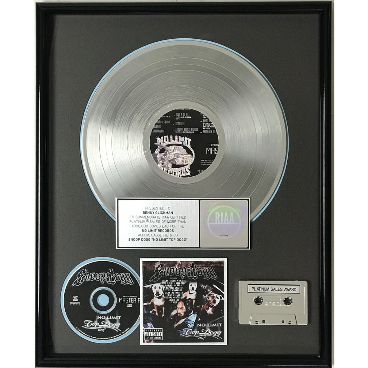 Snoop Dogg No Limit Top Dogg RIAA Platinum Album Award