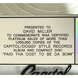 Snoop Dogg Paid Tha Cost To Be Da Bo$$ RIAA Platinum Album Award - Record Award