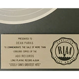 Steely Dan Greatest Hits RIAA Platinum LP Award to guitarist Dean Parks - Record Award