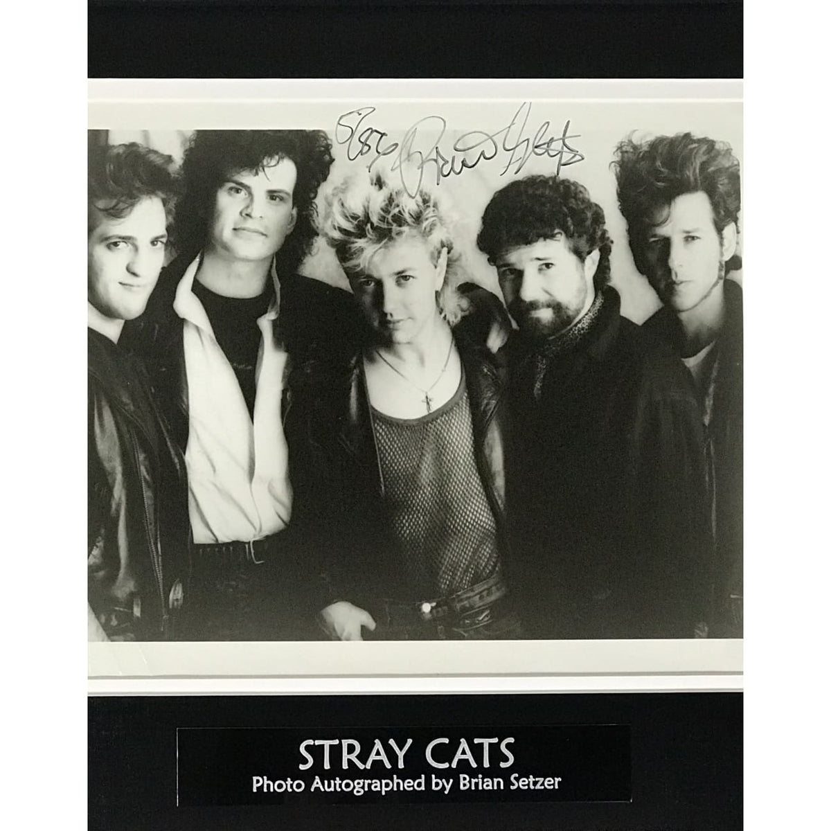 Stray Cats Collage Signed by Brian Setzer w/BAS COA