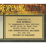 Styx Return To Paradise RIAA Gold Music Video Award - Record Award