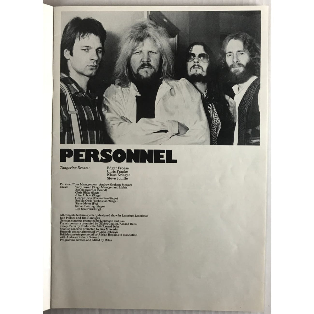 musicgoldmine.com - Tangerine Dream 1978 UK Tour Concert Program