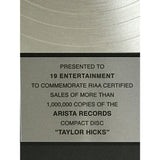 Taylor Hicks debut album RIAA Platinum Award - Record Award