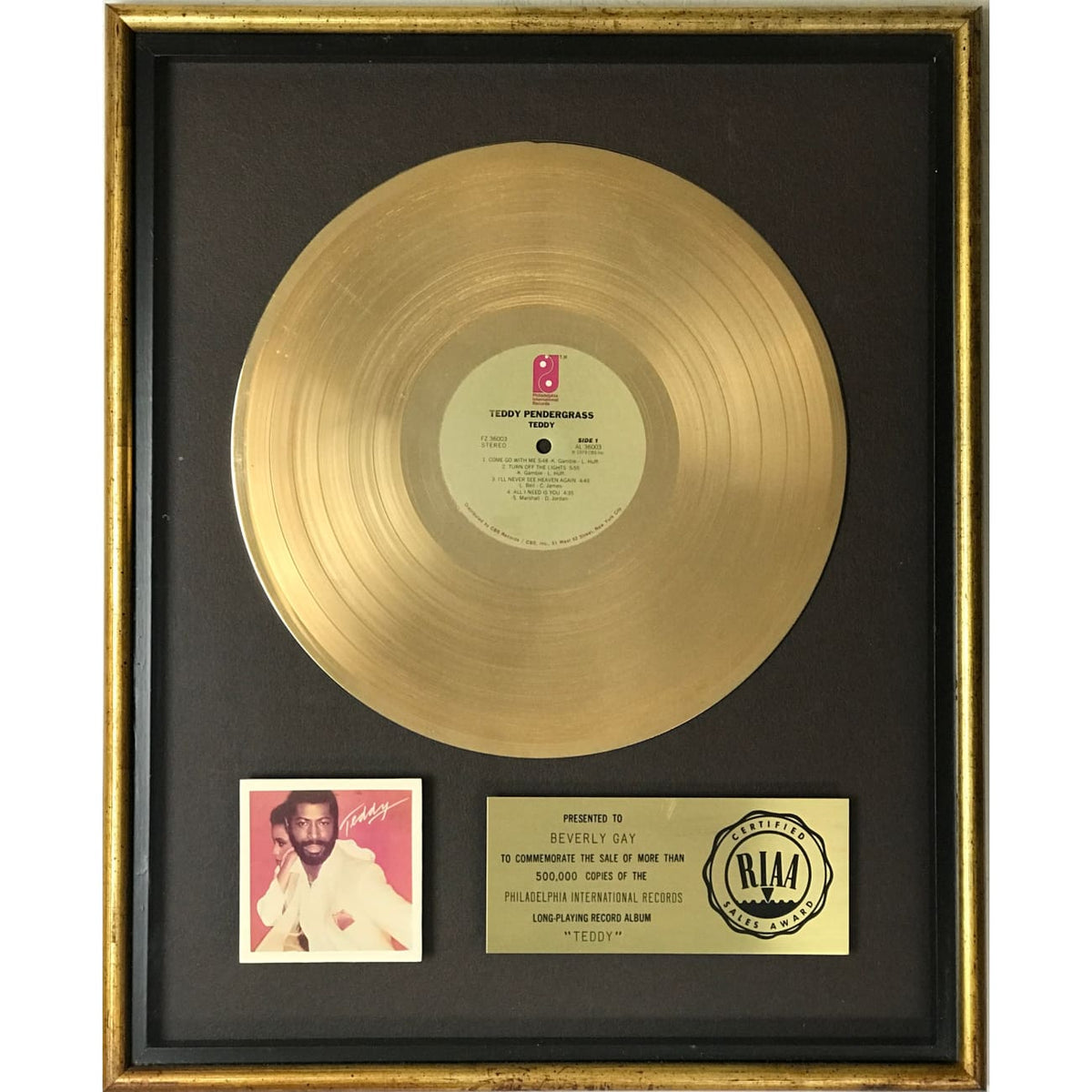 Musicgoldmine.com - Teddy Pendergrass Teddy RIAA Gold LP Award ...