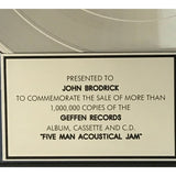 Tesla Five Man Acoustical Jam RIAA Platinum Album Award