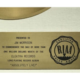 The Doors Absolutely Live! RIAA Gold LP Award presented to Jim Morrison - RARE - Record Award