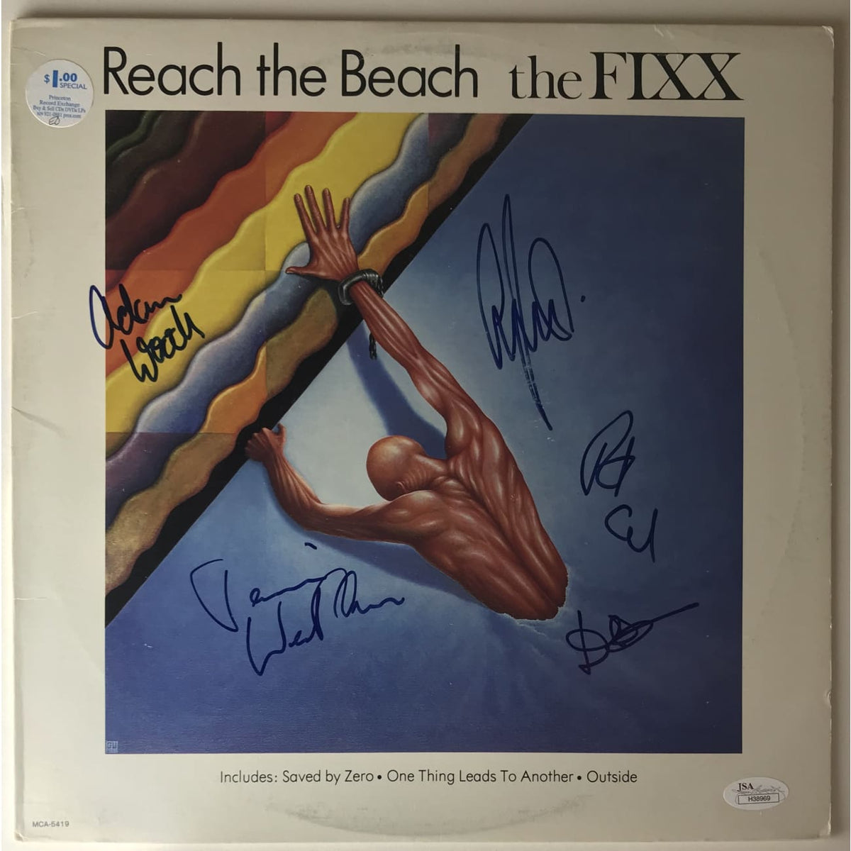 The Fixx 1983 LP Reach the Beach signed by full group w/REAL (Roger  Epperson) LOA