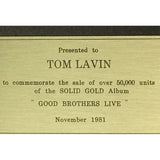 The Good Brothers Live CRIA Gold Album Award - Record Award